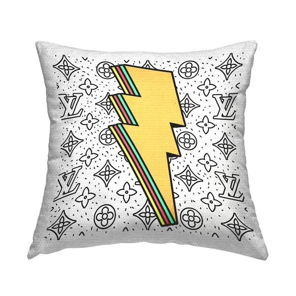 Stupell Industries Lightning Bolt Symbol Fashion Glam Pattern Black Square Outdoor Throw Pillow