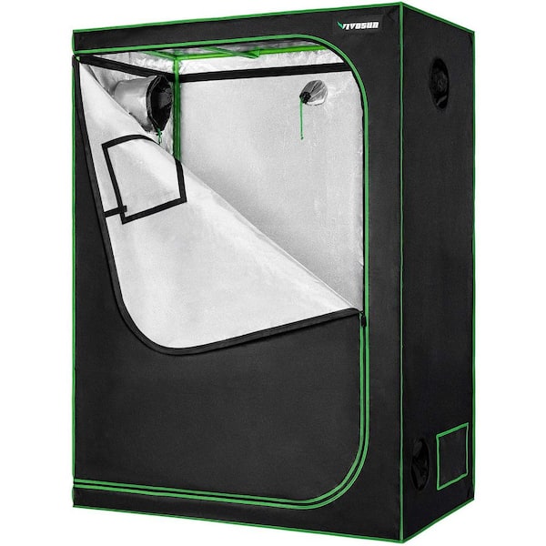VIVOSUN 5 ft. L x 3 ft. L Mylar Hydroponic Grow Tent with Observation Window Floor Tray for Indoor Plant Growing
