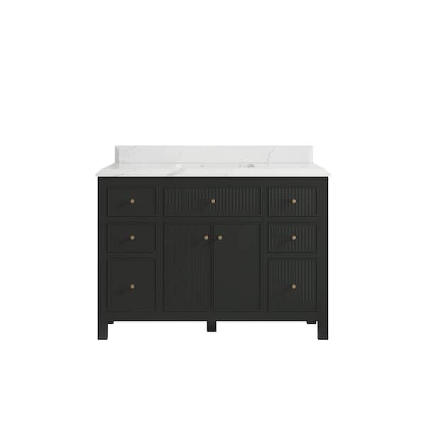 Willow Collections Sonoma 48 in. W x 22 in. D x 36 in. H Single Sink Bath Vanity in Black Top with 1.5" Calacatta Quartz Top