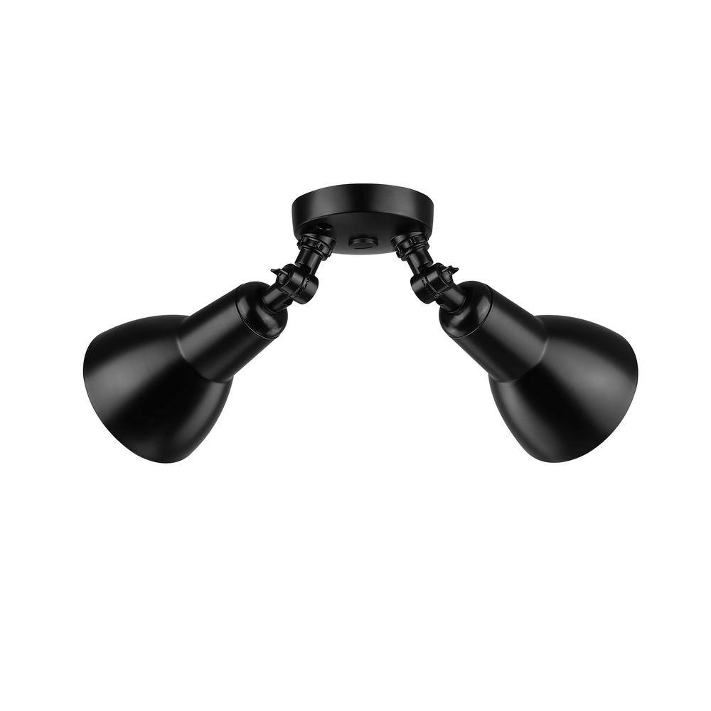 Black Adjustable Twin Head Outdoor Security Flood Light