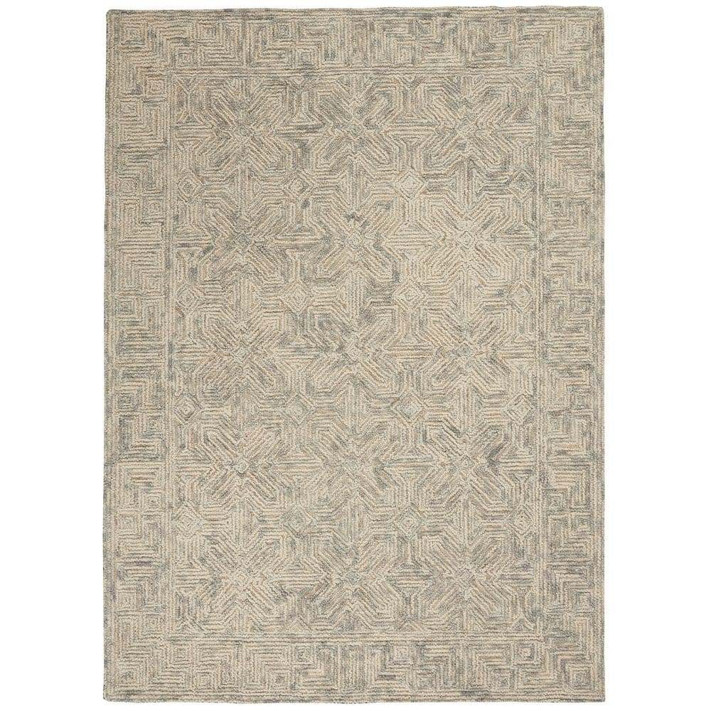Beige and Grey Hand-Tufted Wool 5' x 7' Area Rug