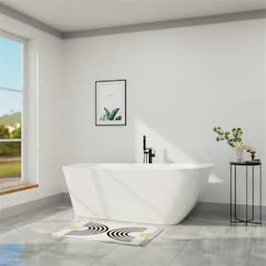 Modern 59 in. H Acrylic Flatbottom Bathtub Stand Alone Soaking Tub in White