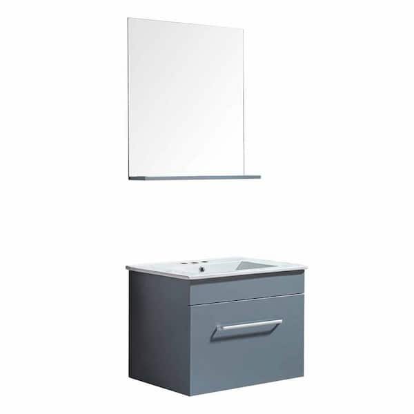 Garrido Bros. and Co. MODERNA 21 in. W x 18 in. D x 18.25 in. H Vanity Set with Mirror in Gray