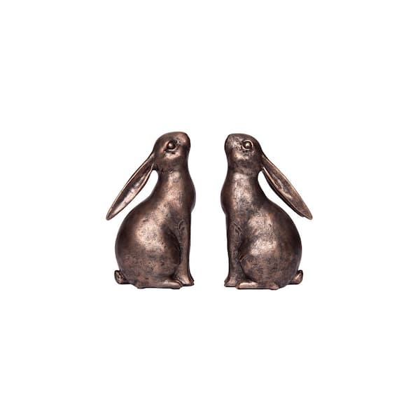 Decorative Resin Rabbit Bookends, Bronze (Set of 2)