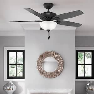 Builder Deluxe 52 in. Indoor Matte Black Ceiling Fan with Light Kit Included