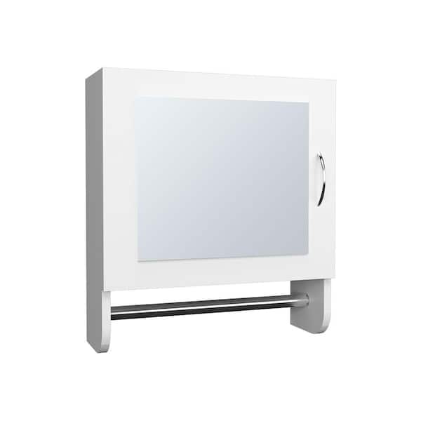 White 17.7 in. W x 19.7 in. H Rectangular Wooden Medicine Cabinet with Mirror