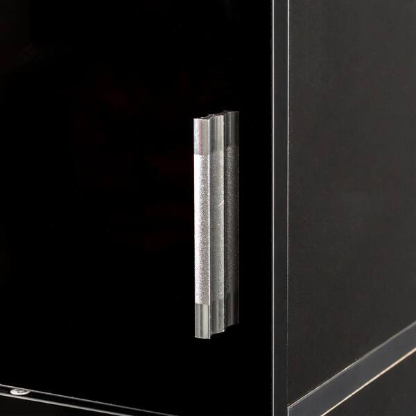 12.4 in. W x 11.8 in. D x 74.8 in. H Black Linen Cabinet with 2
