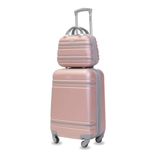 Varsity 2-Piece Rose Gold/Grey Carry-On Spinner Cosmetic Suitcase