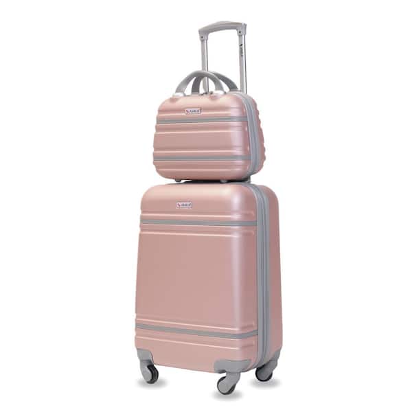 AMKA Varsity 2-Piece Rose Gold/Grey Carry-On Spinner Cosmetic Suitcase