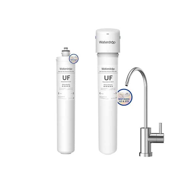 Waterdrop 17UBW-UF Under Sink Water Filter System, with Dedicated Brushed Nickel Faucet, Extra RF17W-UF Replacement Filter