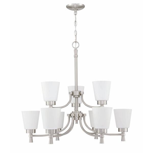 9 Light Silver Traditional Chandelier With Opal White Glass Shades Mfyckn210818002 Opal White Glass Shades Mfyckn210818002, Chandelier With White Glass Shades