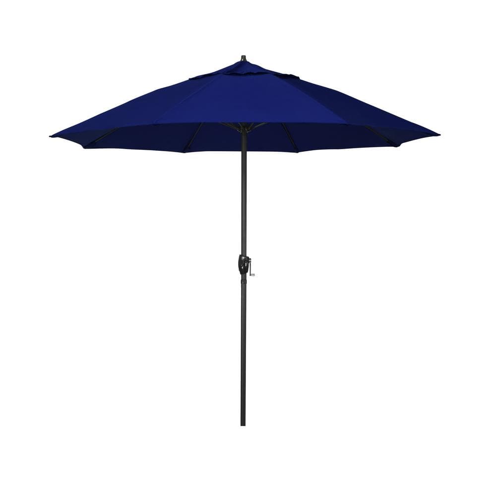7.5 ft. Black Aluminum Market Patio Umbrella Fiberglass Ribs and Auto Tilt in True Blue Sunbrella price history on PriceWatchPro