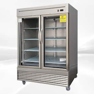 54 in. 47 cu. ft. Commercial 2 Glass Door Reach In Refrigerator in Stainless Steel