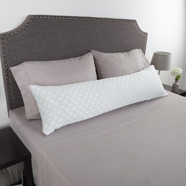 White Hypoallergenic Memory Foam Body Pillow with Removable Cooling Relief Cover