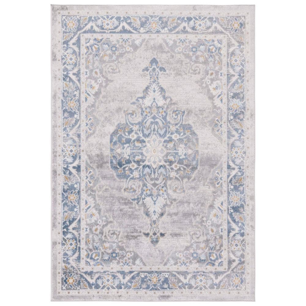 Palma 8 ft. x 10 ft. Gray/Blue Border Medallion Area Rug price history on PriceWatchPro
