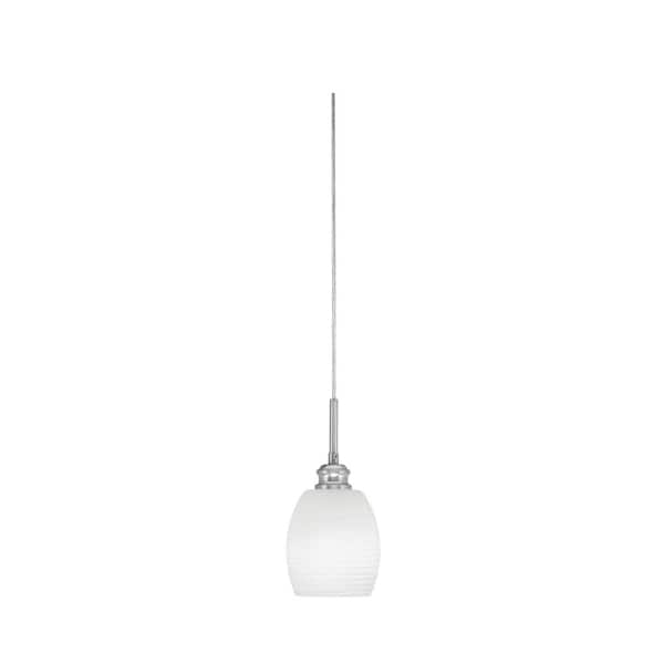 Unbranded Albany 60-Watt 1-Light Brushed Nickel Pendant Mini Pendant Light White Linen Glass and Light Bulb Not Included