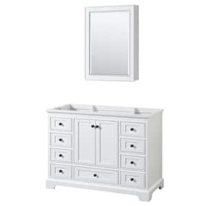 Deborah 47.25 in. W x 21.5 in. D x 34.25 in. H Single Bath Vanity Cabinet without Top in White with Med Cab Mirror