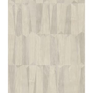 Fusion Collection Geo Point Wood Effect Motif Cream Grey Matte Finish Non-Pasted Vinyl Non-Woven Wallpaper Roll