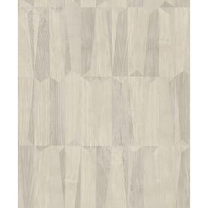 Fusion Collection Geo Point Wood Effect Motif Cream/Grey Matte Finish Non-Pasted Vinyl on Non-Woven Wallpaper Sample