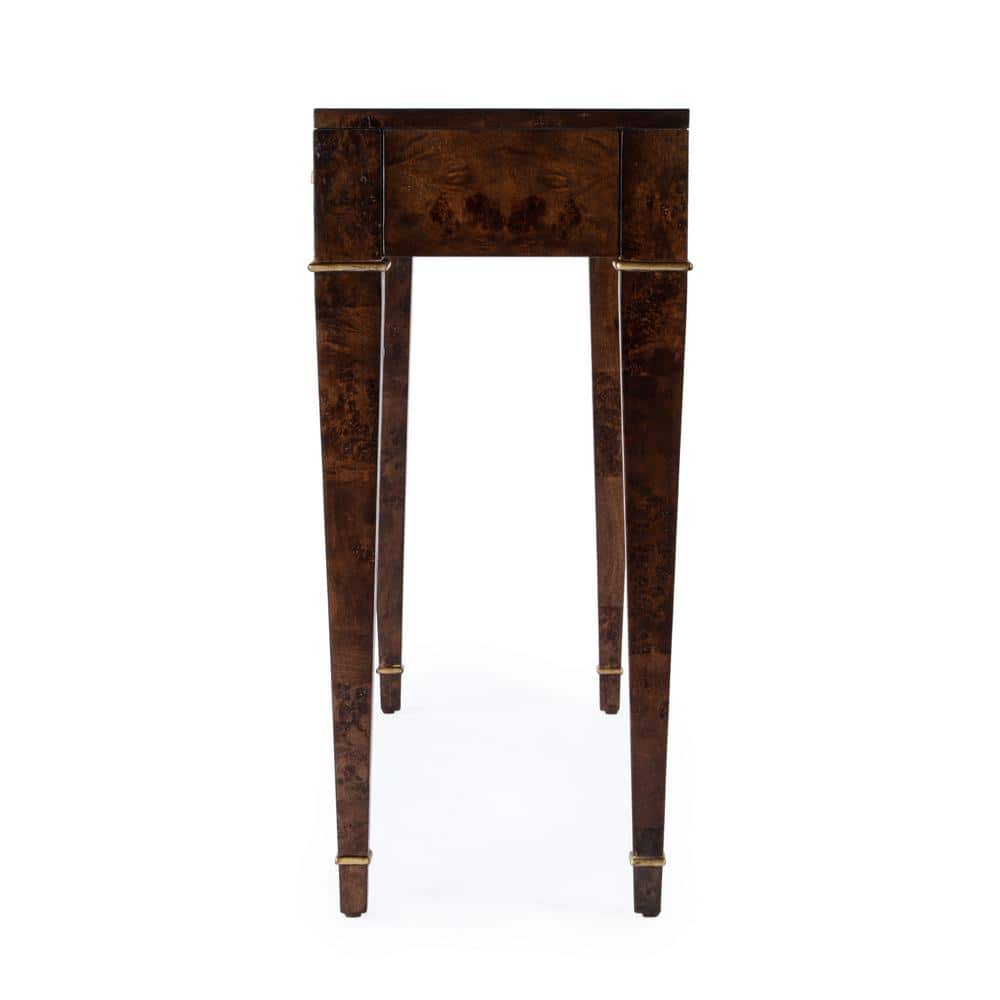 Kai 45" Dark Brown Burl Wood Console Table with Storage