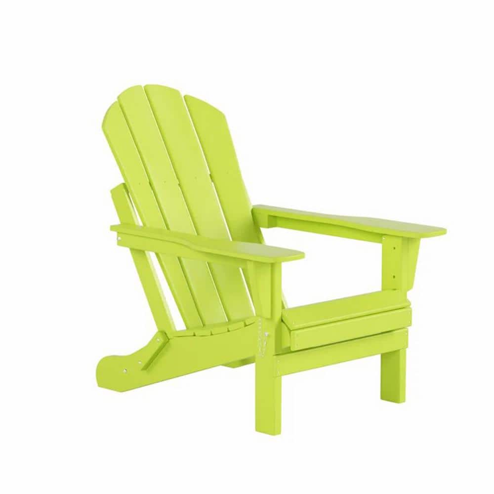 Classic Lemon Green Folding Outdoor Adirondack Chair for Backyard and Lawnc