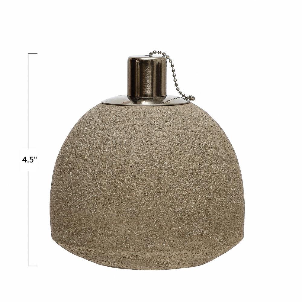 Sandstone and Metal 4.5'' Rustic Oil Lamp