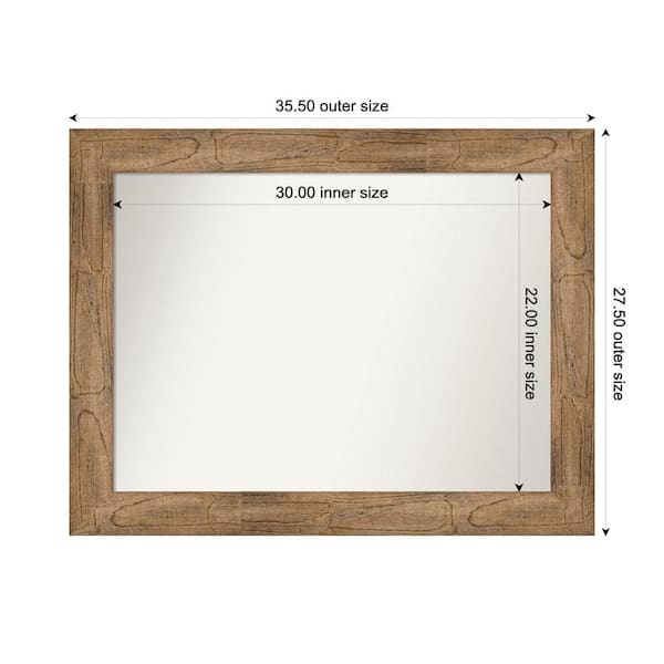Amanti Art Owl Brown 35.5 in. W. x 27.5 in. Custom Non-Beveled Wood Framed Bathroom Vanity Wall Mirror