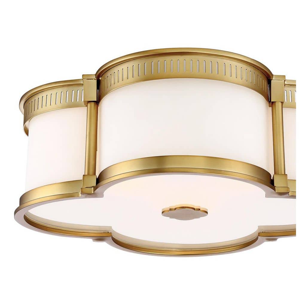 Liberty Gold LED Flush Mount Ceiling Light with Etched White Glass