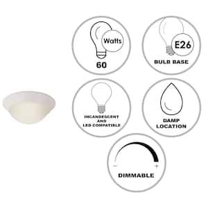Bolton 12 in. 1-Light White Flush Mount Ceiling Light Fixture with Frosted Glass Shade