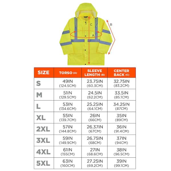 Ergodyne GloWear 8366 5XL Lime Lightweight Hi-Vis Rain Jacket