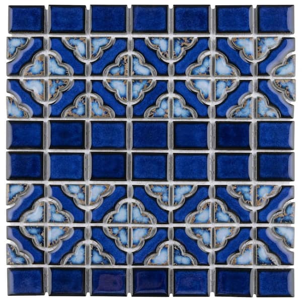 Merola Tile Tower Cobalt Delta 12 in. x 12-1/2 in. Porcelain Mosaic Tile (10.6 sq. ft./Case)