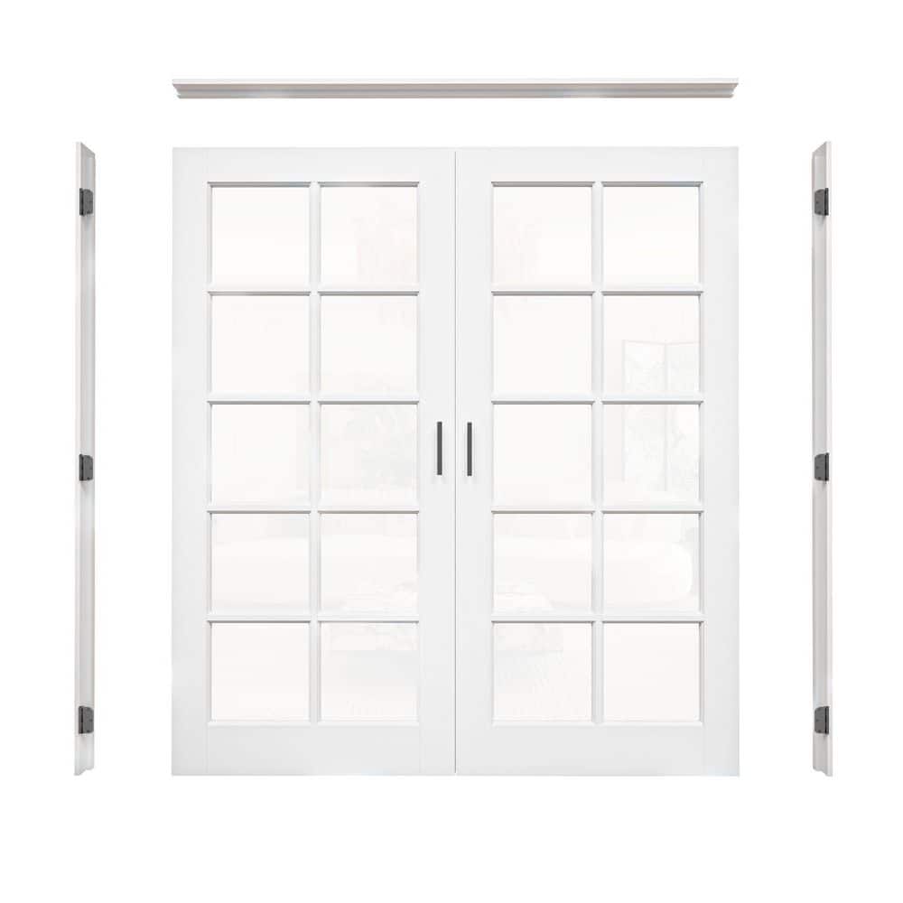 72 in. x 96 in. 10-Lite Clear Glass Universal Primed Solid Core Glass Double Prehung French Door+ Frame Set&Ball Catch price history on PriceWatchPro