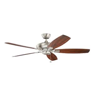 Canfield XL 60 in. Indoor Brushed Nickel Downrod Mount Ceiling Fan with Pull Chain for Bedrooms or Living Rooms