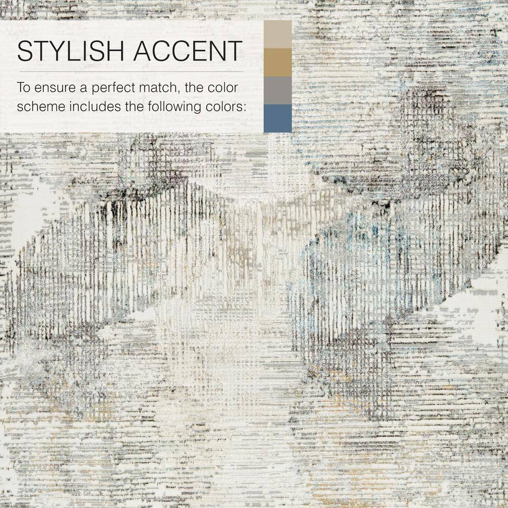 Gray Abstract 8' x 10' Stain-Resistant Synthetic Area Rug