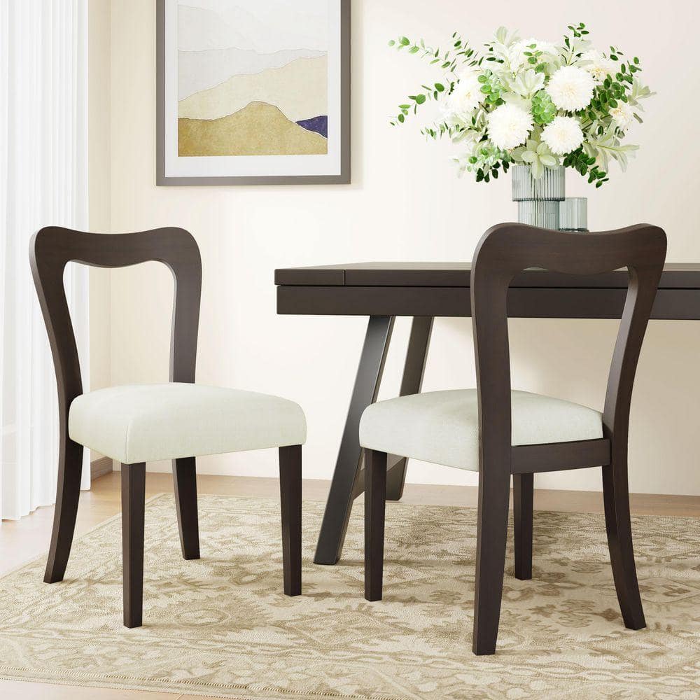 Dark Brown Finish Wood Outdoor Dining Chair (Set of 2)