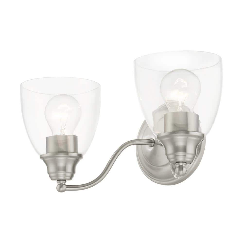 Montgomery Brushed Nickel 2-Light Vanity with Clear Hand-Blown Glass
