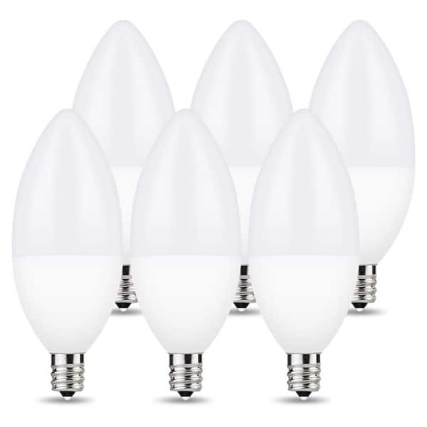 60-Watt Equivalent LED Light Bulb B11 E12 Candle 5000K Daylight Frosted and Bulbs Included for Indoor/Outdoor Use 6-Pack