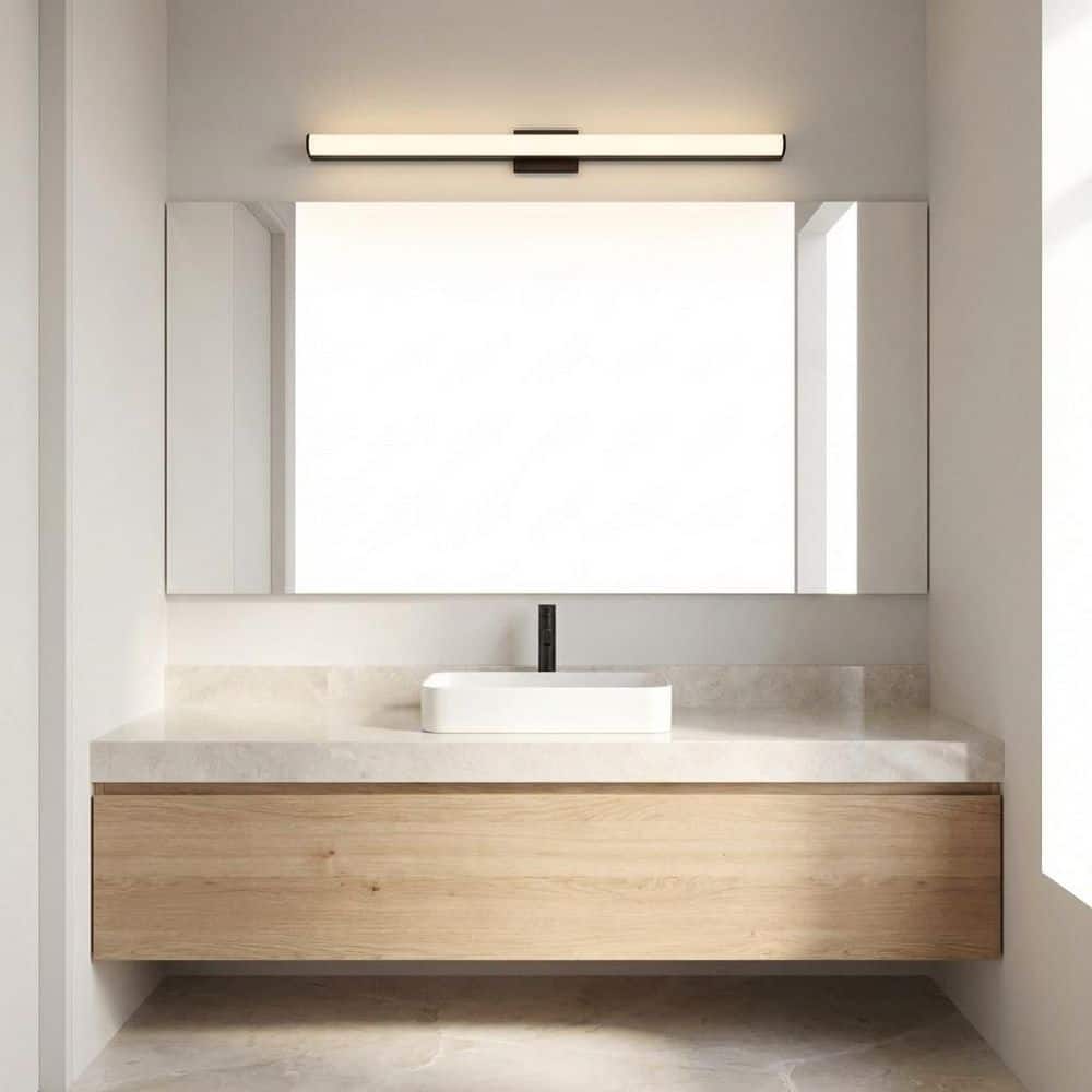 Cavitt 36 in. W x 3 in. H Midnight Black Modern LED Indoor Dimmable Bathroom Vanity Light Bar with Acrylic Diffuser price history on PriceWatchPro
