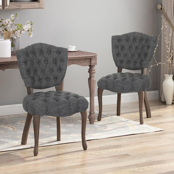 charcoal tufted chair