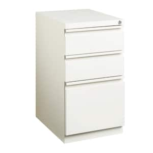 20 in. D 3-Drawer White Metal Letter Width 15 in. W Mobile Pedestal File Cabinet Box-Box-File