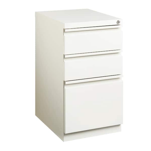 Hirsh 20 in. D 3-Drawer White Metal Letter Width 15 in. W Mobile Pedestal File Cabinet Box-Box-File