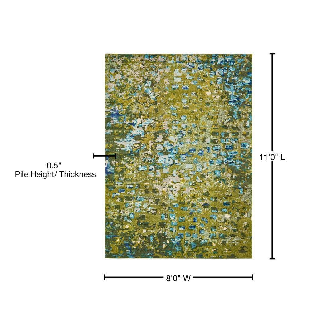 Green Abstract Easy Care Stain-Resistant Indoor Rug, 8 x 11 ft