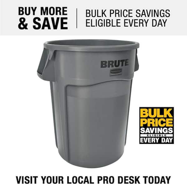 Brute 32 Gal. Gray Round Vented Trash Can with Lid (2-Pack)