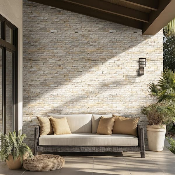 Arctic Golden Ledger Panel 6 in. x 24 in. Splitface Quartzite Wall Tile (6 sq. ft. / case)