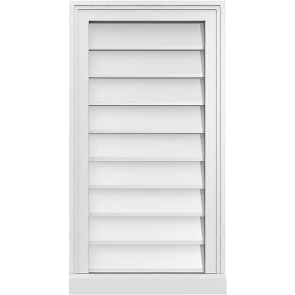 Ekena Millwork 16" x 30" Rectangular White PVC Paintable Gable Louver Vent Non-Functional