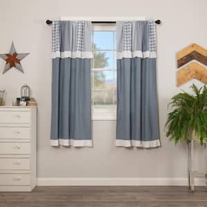 Sawyer Mill Blue 36 in W x 63 in L Chambray Attached Valance Light Filtering Rod Pocket Window Panel Blue White Pair
