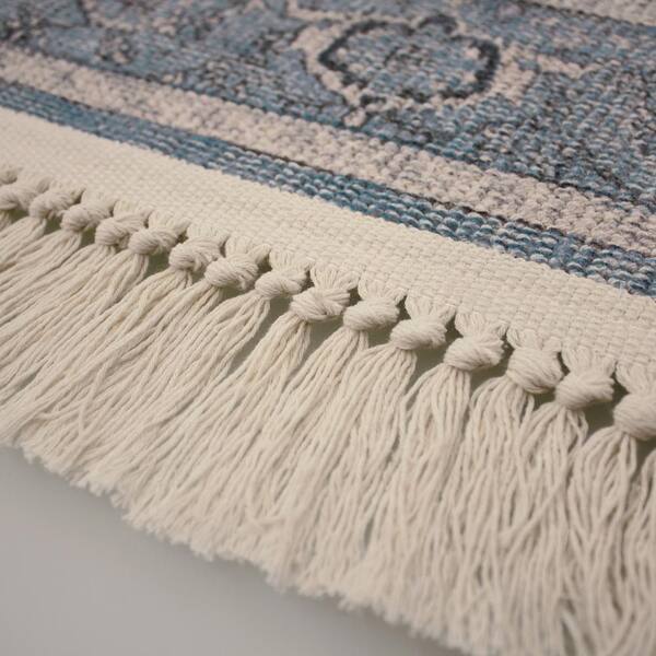 Vintage Cotton Fringe Blue w/Light Grey Chenille Accent French 