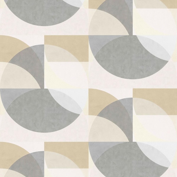 - 10150-02 Mustard/Grey/Beige ELLE Home Circle 57sqft) Non-Woven Vinyl The Decor Decoration Elle Roll(Covers Collection Depot on Wallpaper Graphic Non-Pasted