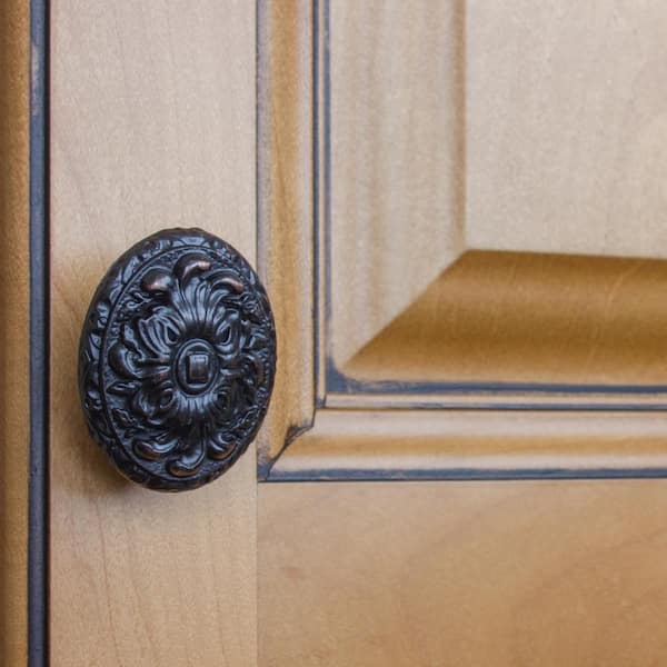 2 in. Dia Oil Rubbed Bronze Old World Ornate Oval Cabinet Knob (10-Pack)