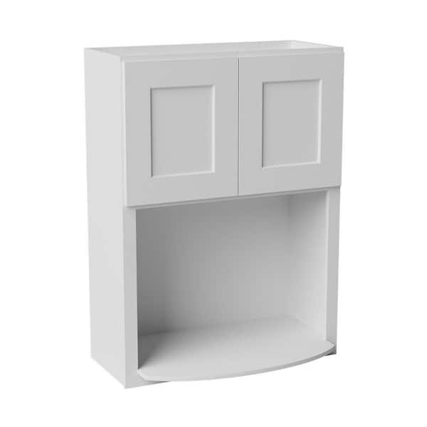 27 in. W x 17 in. D x 36 in. H Ready to Assemble Solid Wood Shaker Microwave Wall Kitchen Cabinet in White